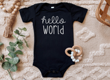Hello World Newborn Birth Announcement Baby Bodysuit
