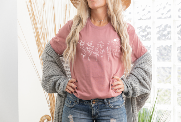 boho shirts, wildflower, floral, womens tees, mom shirts, mothers day gift