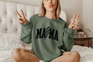 Mama Checkered Lightning Bolt Shirt