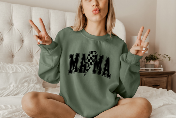 Mama Checkered Lightning Bolt Shirt