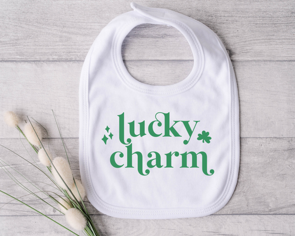 Retro Lucky Charm St Patricks Day Baby Bib