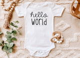 Hello World Newborn Birth Announcement Baby Bodysuit