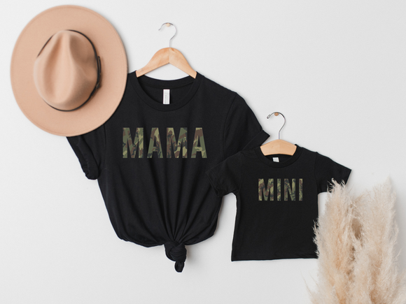 Camo Mama and Mini Shirt and Baby Bodysuit